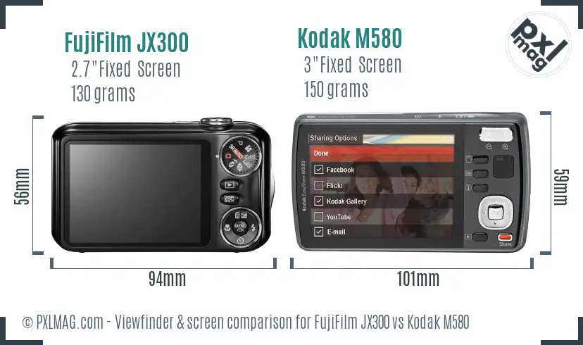 FujiFilm JX300 vs Kodak M580 Screen and Viewfinder comparison FujiFilm JX300 vs Kodak M580 Screen and Viewfinder comparison