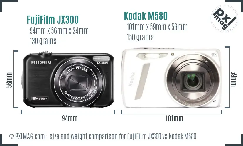 FujiFilm JX300 vs Kodak M580 size comparison FujiFilm JX300 vs Kodak M580 size comparison