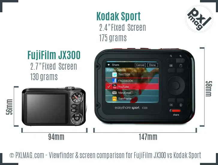 FujiFilm JX300 vs Kodak Sport Screen and Viewfinder comparison