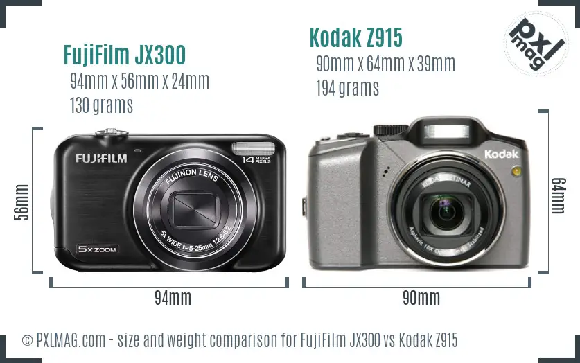 FujiFilm JX300 vs Kodak Z915 size comparison