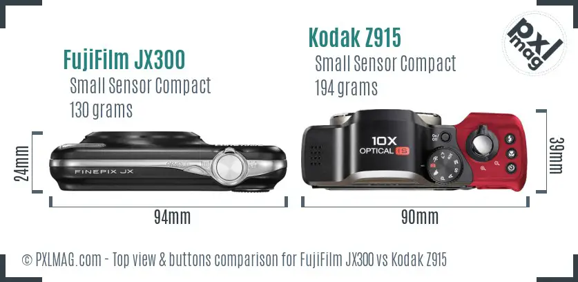 FujiFilm JX300 vs Kodak Z915 top view buttons comparison