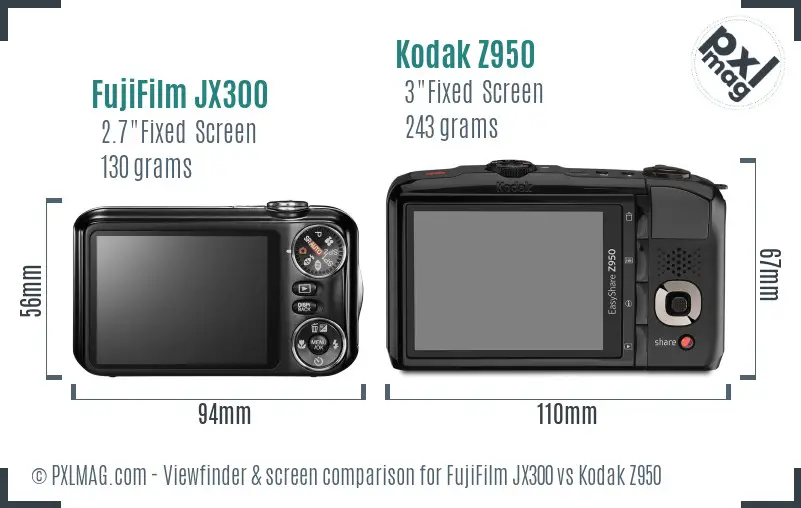 FujiFilm JX300 vs Kodak Z950 Screen and Viewfinder comparison FujiFilm JX300 vs Kodak Z950 Screen and Viewfinder comparison
