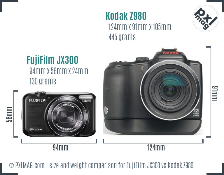 FujiFilm JX300 vs Kodak Z980 size comparison