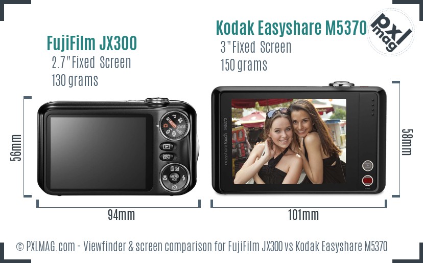 FujiFilm JX300 vs Kodak Easyshare M5370 Screen and Viewfinder comparison