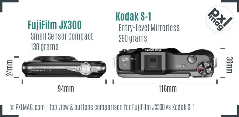 FujiFilm JX300 vs Kodak S-1 top view buttons comparison