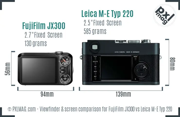 FujiFilm JX300 vs Leica M-E Typ 220 Screen and Viewfinder comparison