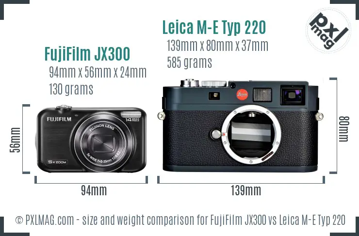 FujiFilm JX300 vs Leica M-E Typ 220 size comparison