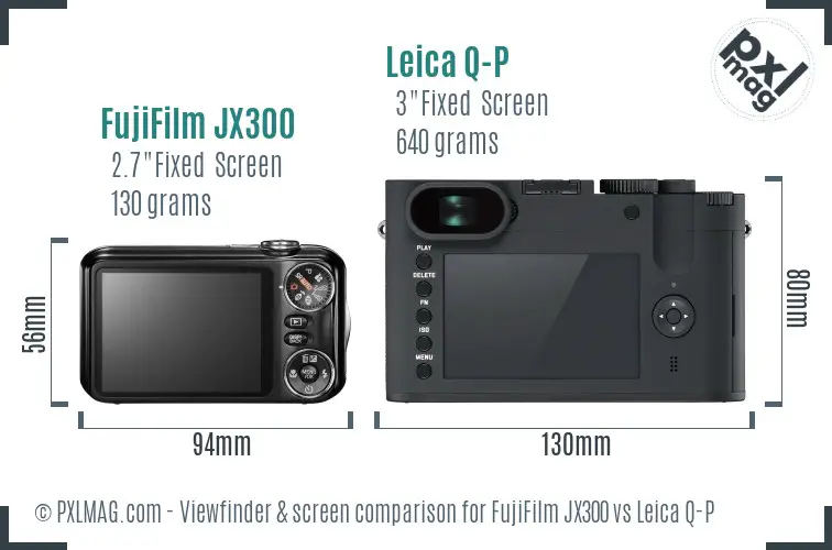 FujiFilm JX300 vs Leica Q-P Screen and Viewfinder comparison