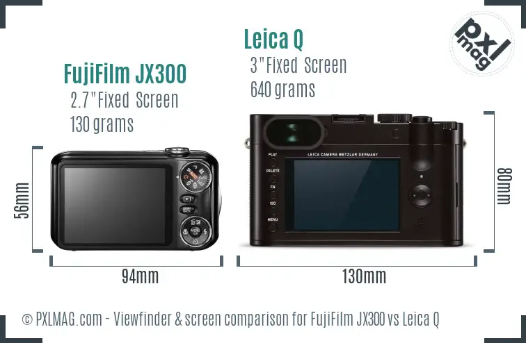 FujiFilm JX300 vs Leica Q Screen and Viewfinder comparison