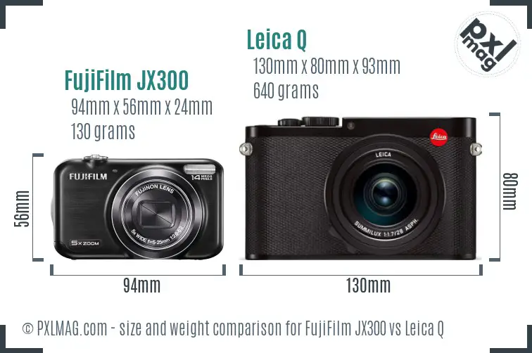 FujiFilm JX300 vs Leica Q size comparison
