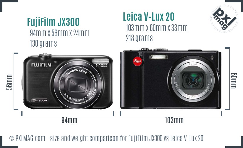 FujiFilm JX300 vs Leica V-Lux 20 size comparison
