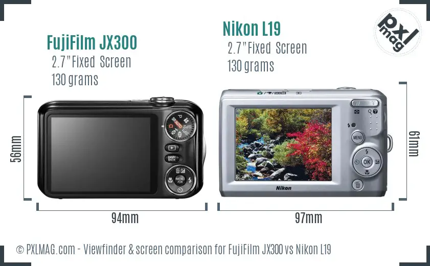 FujiFilm JX300 vs Nikon L19 Screen and Viewfinder comparison FujiFilm JX300 vs Nikon L19 Screen and Viewfinder comparison