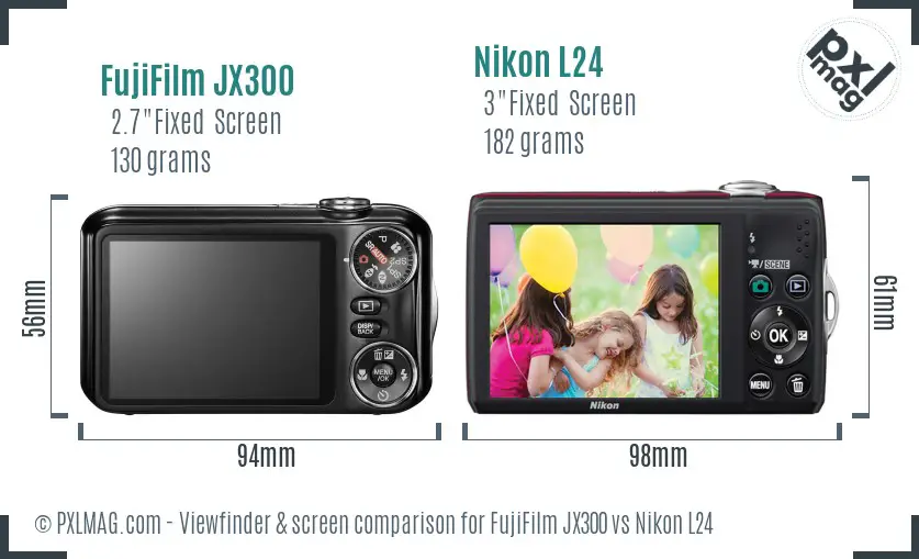 FujiFilm JX300 vs Nikon L24 Screen and Viewfinder comparison FujiFilm JX300 vs Nikon L24 Screen and Viewfinder comparison