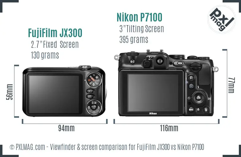 FujiFilm JX300 vs Nikon P7100 Screen and Viewfinder comparison FujiFilm JX300 vs Nikon P7100 Screen and Viewfinder comparison