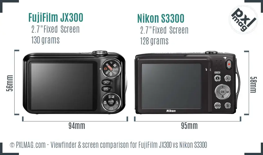 FujiFilm JX300 vs Nikon S3300 Screen and Viewfinder comparison FujiFilm JX300 vs Nikon S3300 Screen and Viewfinder comparison