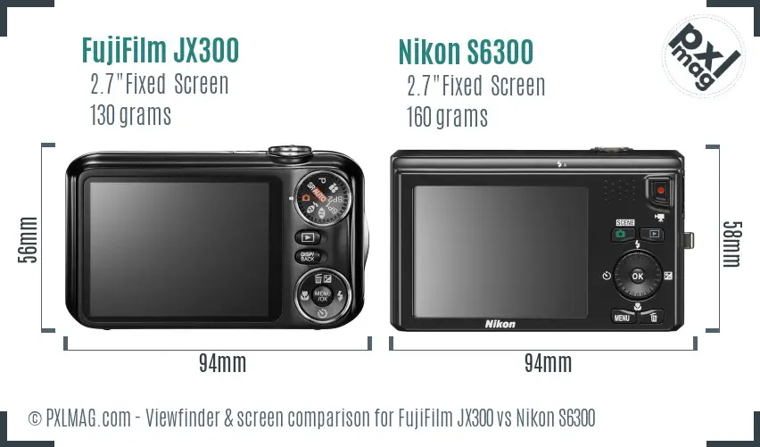 FujiFilm JX300 vs Nikon S6300 Screen and Viewfinder comparison FujiFilm JX300 vs Nikon S6300 Screen and Viewfinder comparison