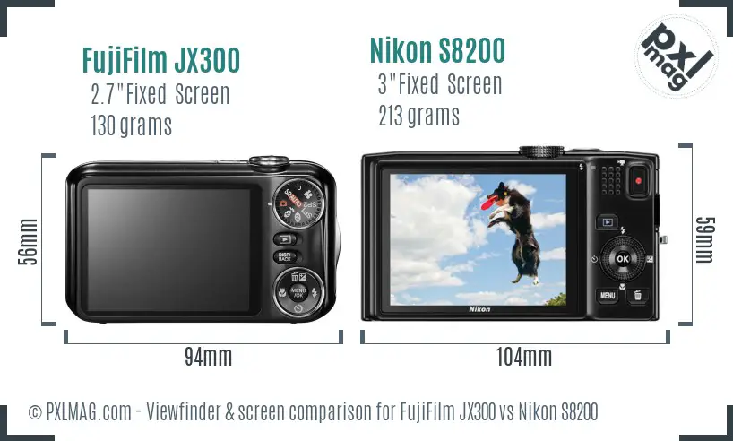 FujiFilm JX300 vs Nikon S8200 Screen and Viewfinder comparison FujiFilm JX300 vs Nikon S8200 Screen and Viewfinder comparison