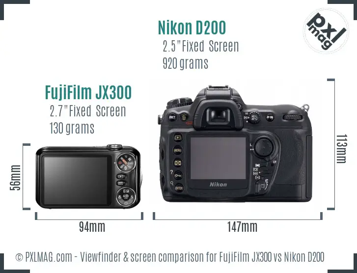 FujiFilm JX300 vs Nikon D200 Screen and Viewfinder comparison