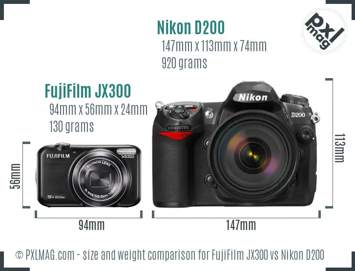 FujiFilm JX300 vs Nikon D200 size comparison