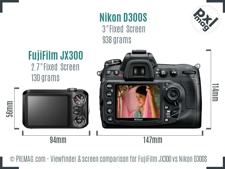 FujiFilm JX300 vs Nikon D300S Screen and Viewfinder comparison