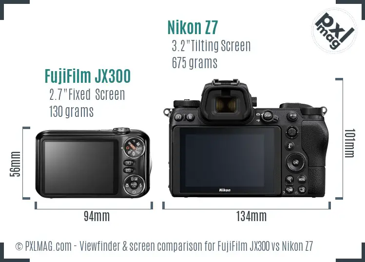 FujiFilm JX300 vs Nikon Z7 Screen and Viewfinder comparison