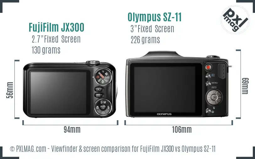 FujiFilm JX300 vs Olympus SZ-11 Screen and Viewfinder comparison FujiFilm JX300 vs Olympus SZ-11 Screen and Viewfinder comparison