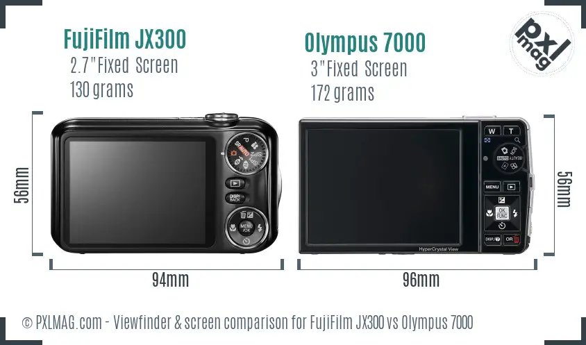FujiFilm JX300 vs Olympus 7000 Screen and Viewfinder comparison