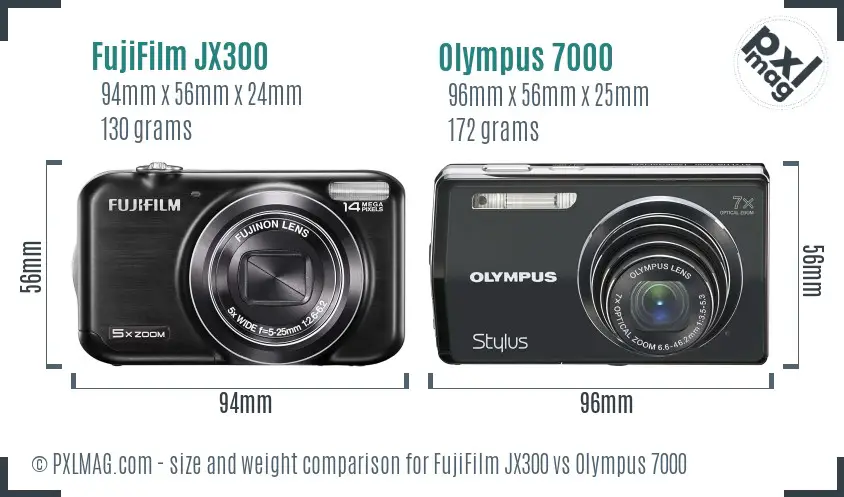 FujiFilm JX300 vs Olympus 7000 size comparison