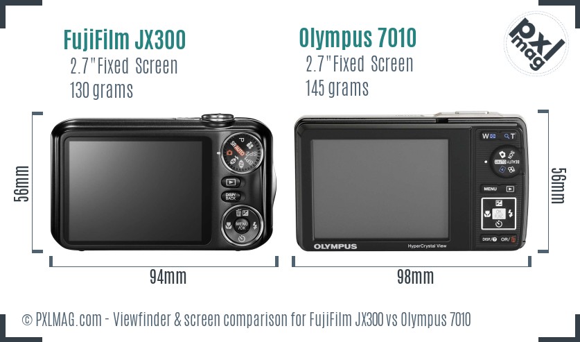 FujiFilm JX300 vs Olympus 7010 Screen and Viewfinder comparison