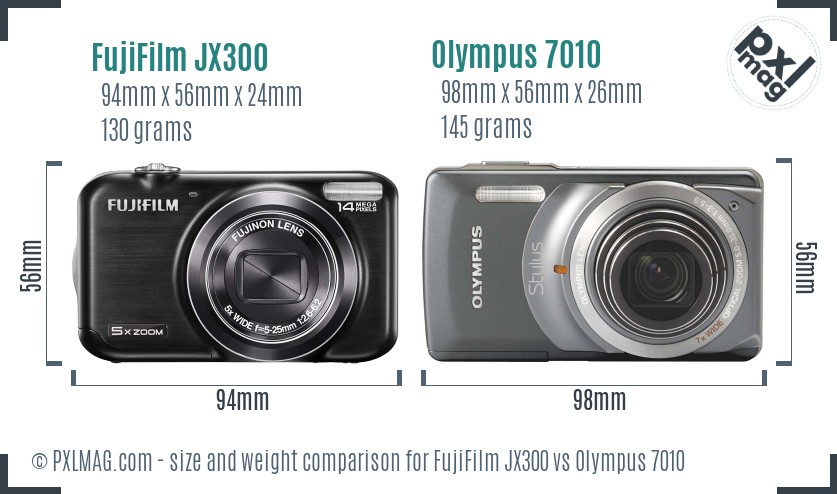 FujiFilm JX300 vs Olympus 7010 size comparison