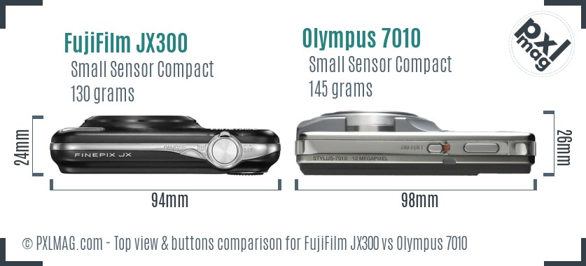 FujiFilm JX300 vs Olympus 7010 top view buttons comparison