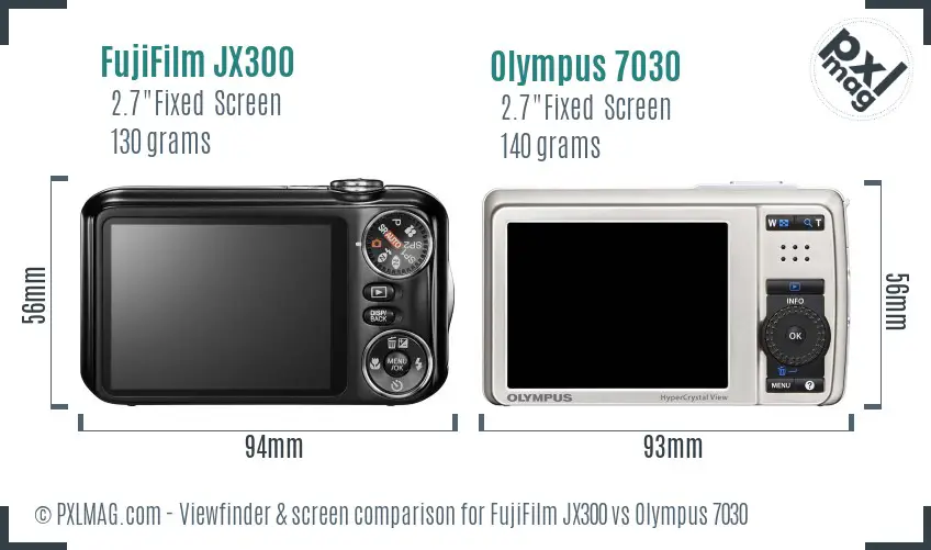 FujiFilm JX300 vs Olympus 7030 Screen and Viewfinder comparison FujiFilm JX300 vs Olympus 7030 Screen and Viewfinder comparison