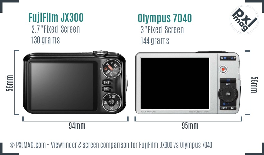 FujiFilm JX300 vs Olympus 7040 Screen and Viewfinder comparison