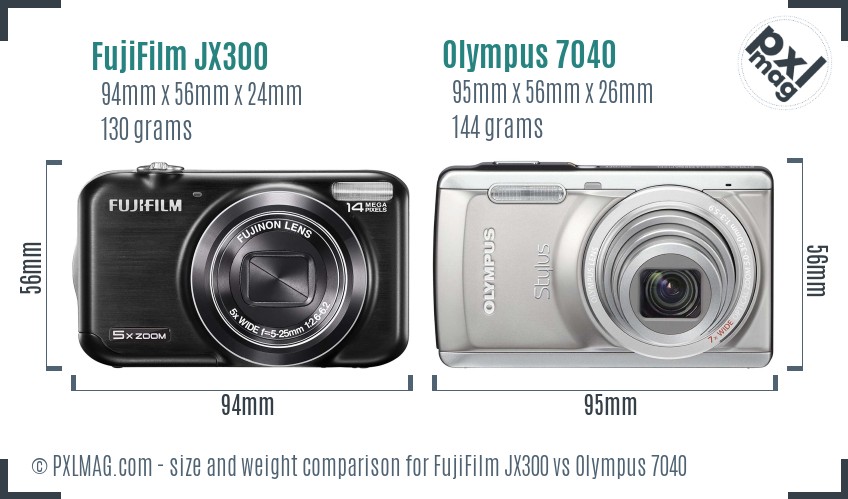 FujiFilm JX300 vs Olympus 7040 size comparison FujiFilm JX300 vs Olympus 7040 size comparison