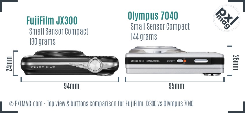 FujiFilm JX300 vs Olympus 7040 top view buttons comparison