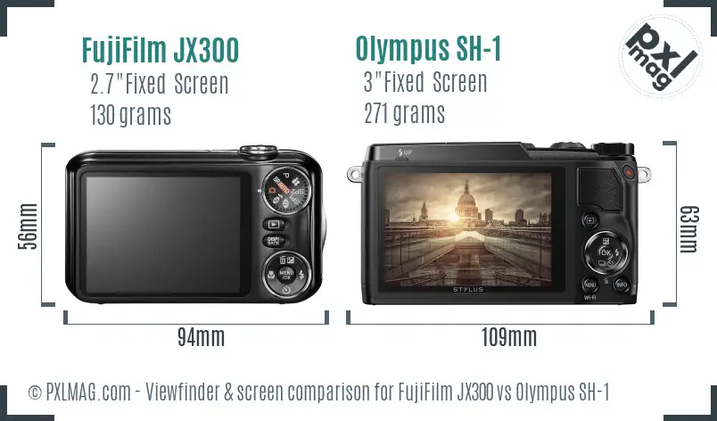 FujiFilm JX300 vs Olympus SH-1 Screen and Viewfinder comparison FujiFilm JX300 vs Olympus SH-1 Screen and Viewfinder comparison