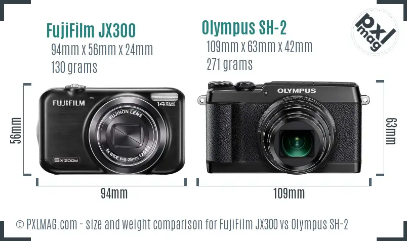 FujiFilm JX300 vs Olympus SH-2 size comparison FujiFilm JX300 vs Olympus SH-2 size comparison