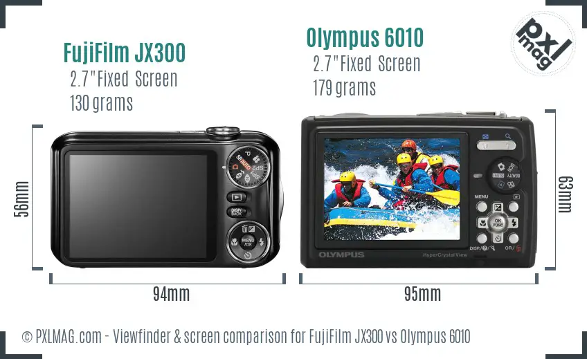 FujiFilm JX300 vs Olympus 6010 Screen and Viewfinder comparison