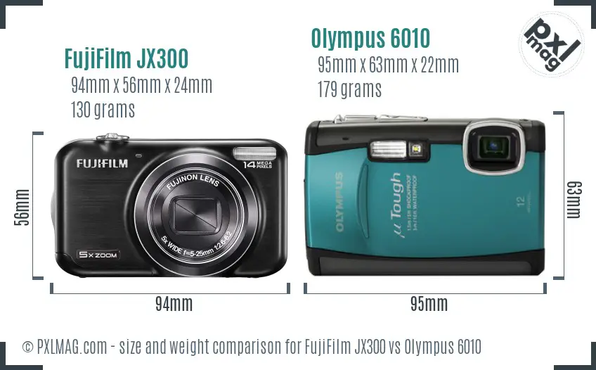 FujiFilm JX300 vs Olympus 6010 size comparison