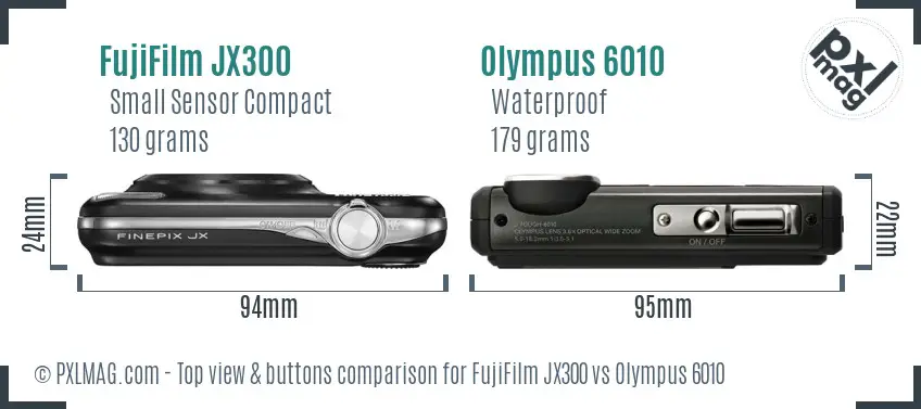 FujiFilm JX300 vs Olympus 6010 top view buttons comparison