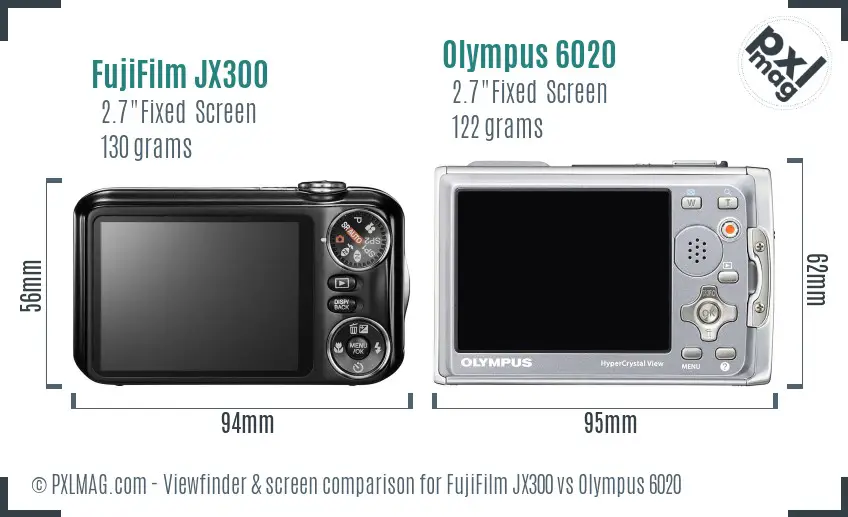 FujiFilm JX300 vs Olympus 6020 Screen and Viewfinder comparison