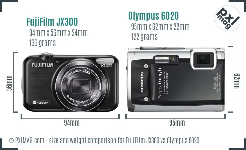 FujiFilm JX300 vs Olympus 6020 size comparison