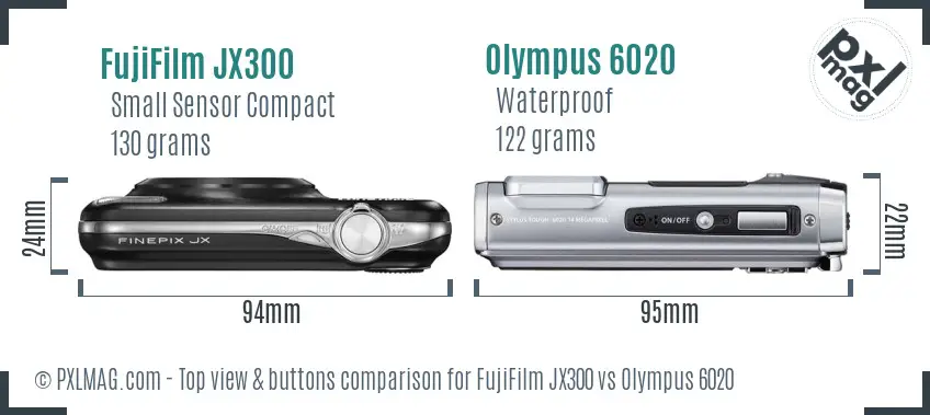 FujiFilm JX300 vs Olympus 6020 top view buttons comparison