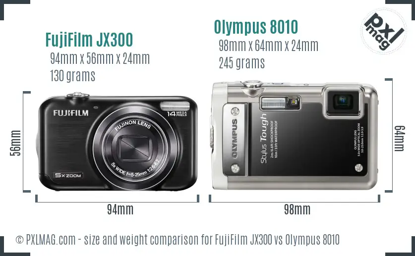 FujiFilm JX300 vs Olympus 8010 size comparison