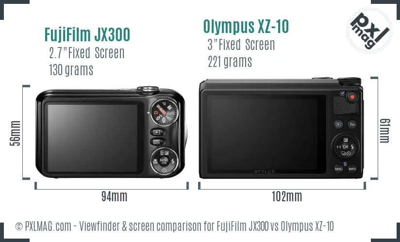 FujiFilm JX300 vs Olympus XZ-10 Screen and Viewfinder comparison FujiFilm JX300 vs Olympus XZ-10 Screen and Viewfinder comparison