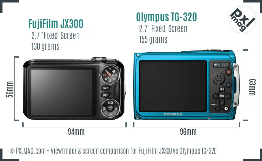 FujiFilm JX300 vs Olympus TG-320 Screen and Viewfinder comparison