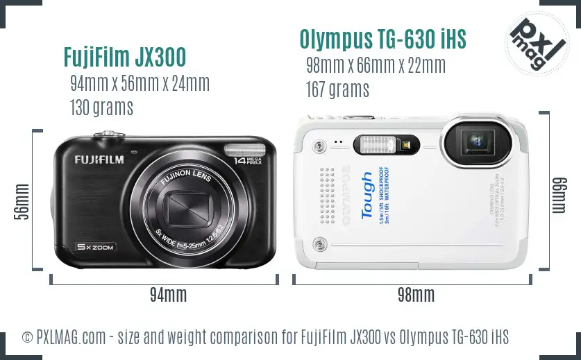 FujiFilm JX300 vs Olympus TG-630 iHS size comparison