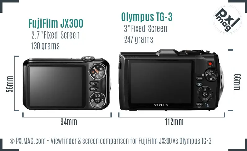 FujiFilm JX300 vs Olympus TG-3 Screen and Viewfinder comparison