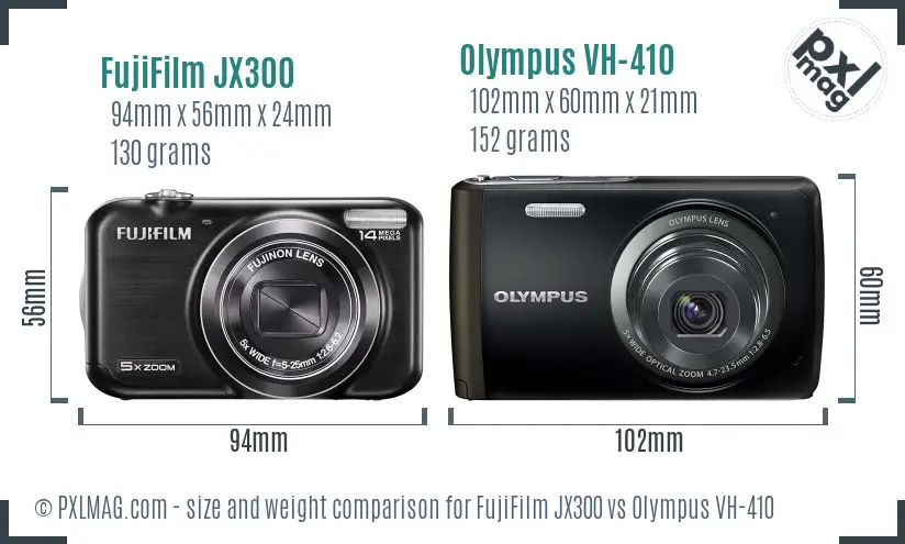 FujiFilm JX300 vs Olympus VH-410 size comparison