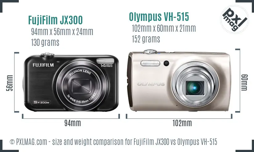 FujiFilm JX300 vs Olympus VH-515 size comparison